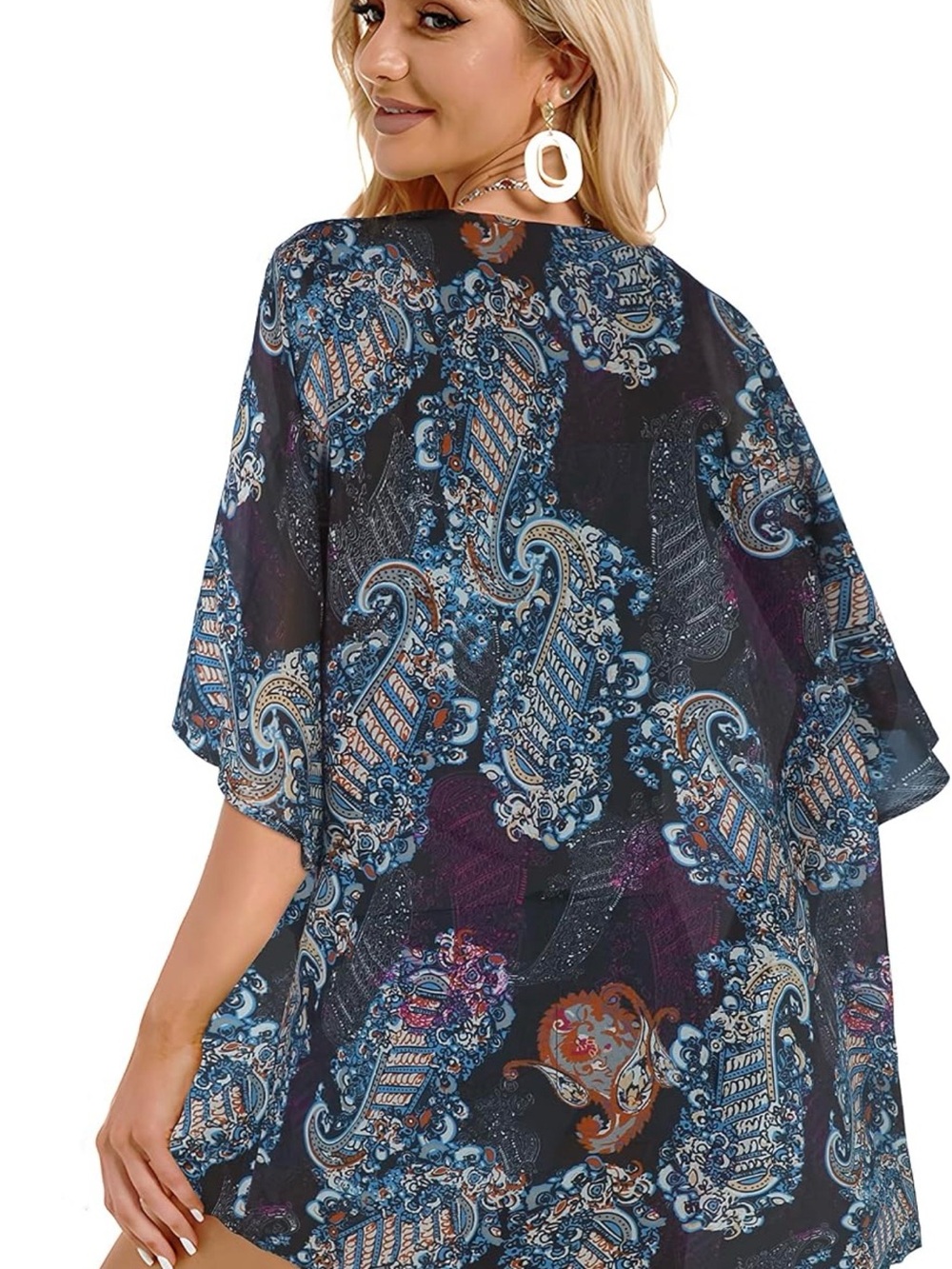 Sheer Paisley Print Kimono Top